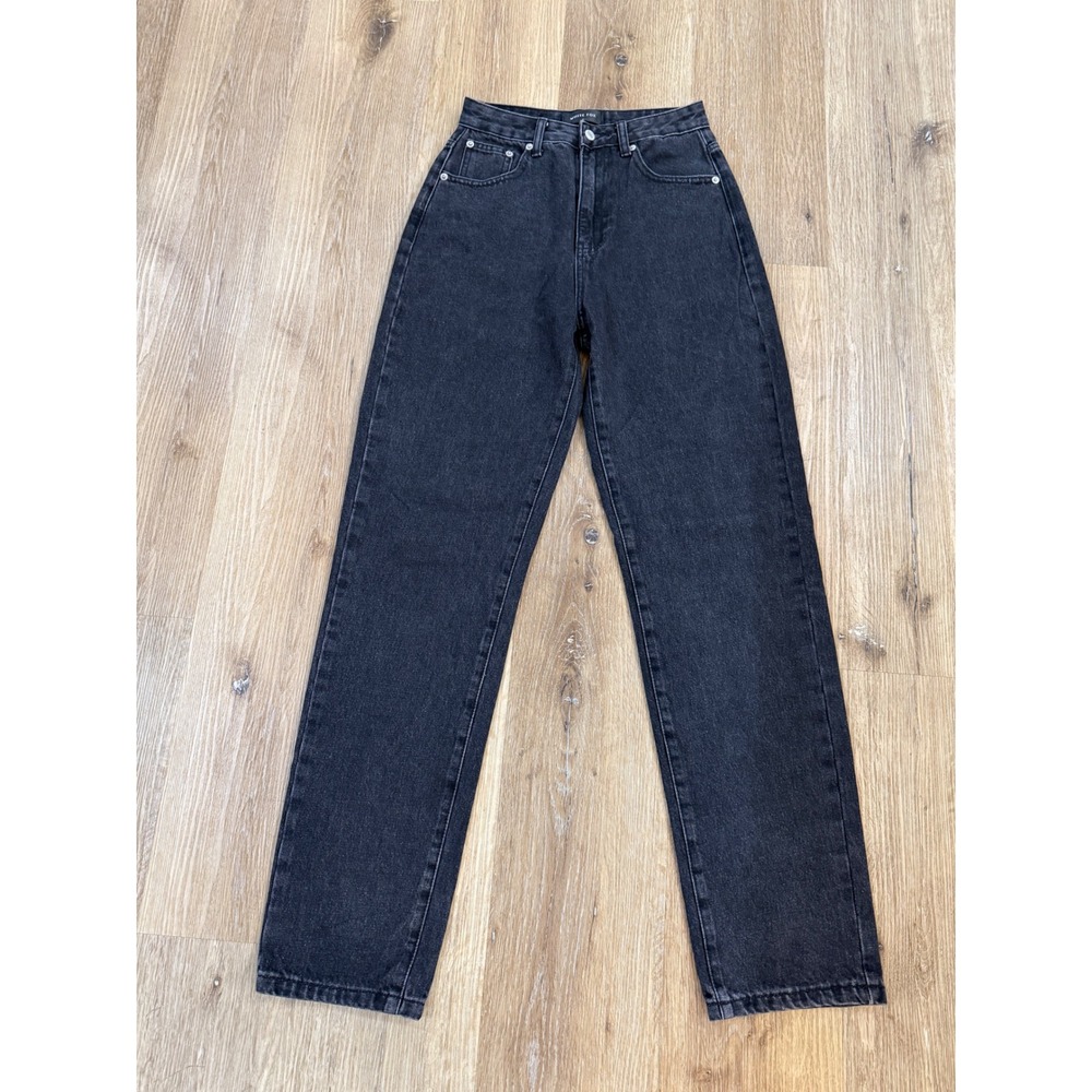 White Fox Straight Leg Jeans‎ Womens S Black High Waisted Cotton Denim Pants